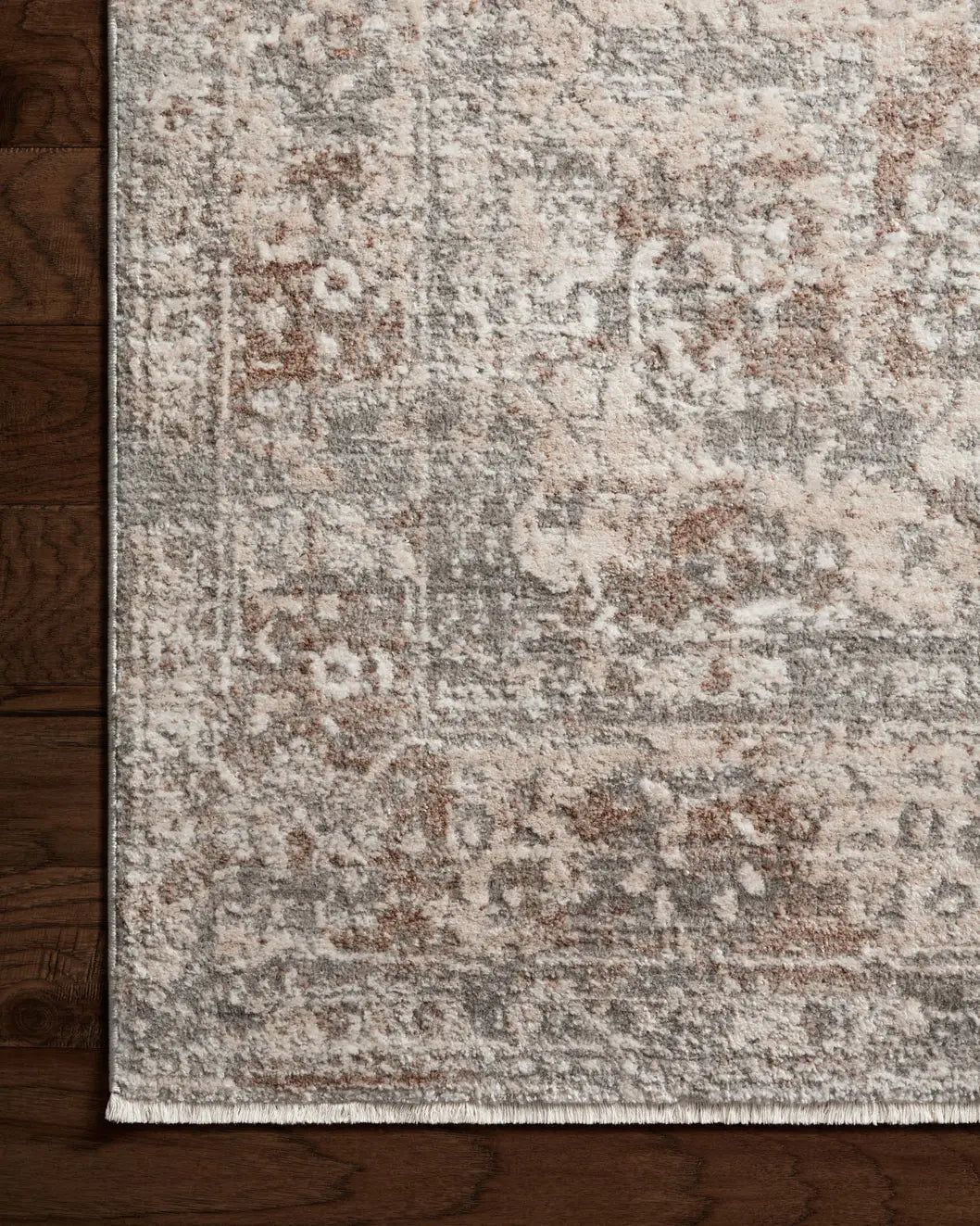 Loloi Sonnet Snn-05 Silver/Natural Rug - corner on wood
