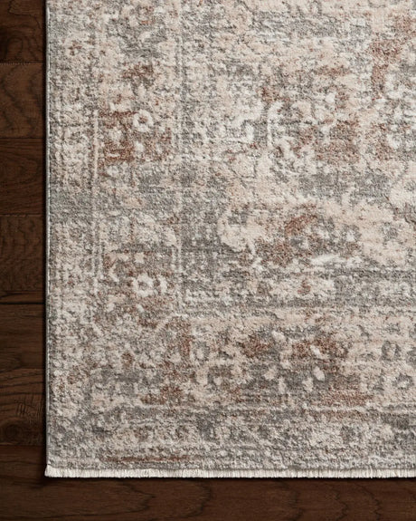 Loloi Sonnet Snn-05 Silver/Natural Rug - corner on wood