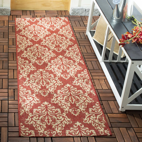 Safavieh Courtyard 2'-3" x 10'-0" Rug in Red / Creme