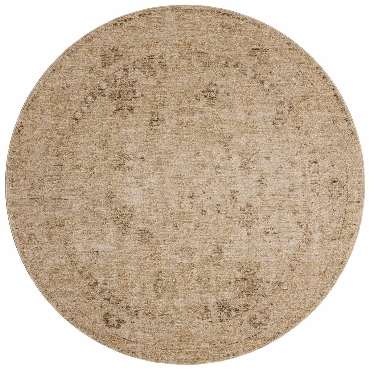 Loloi Willa WIA-08 Wheat / Natural Power Loomed Rug - round flat