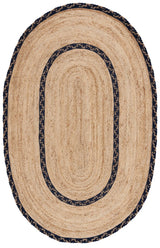 Safavieh Natural Fiber 5'-0" x 8'-0" Rug in Natural / Navy