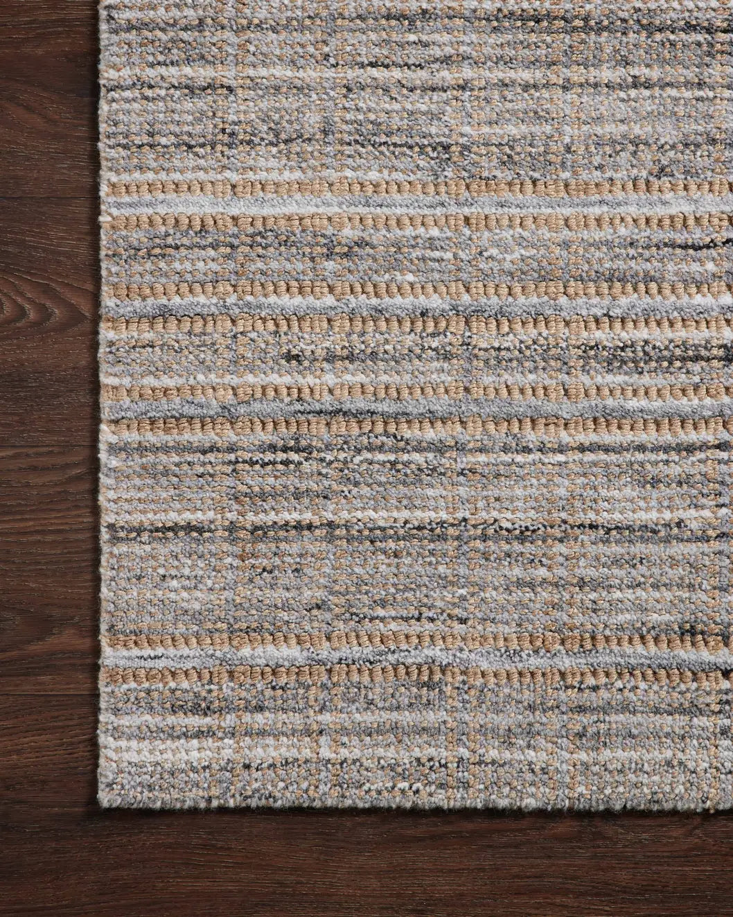 Loloi Jamie Jem-01 Natural/Slate Rug - corner on wood