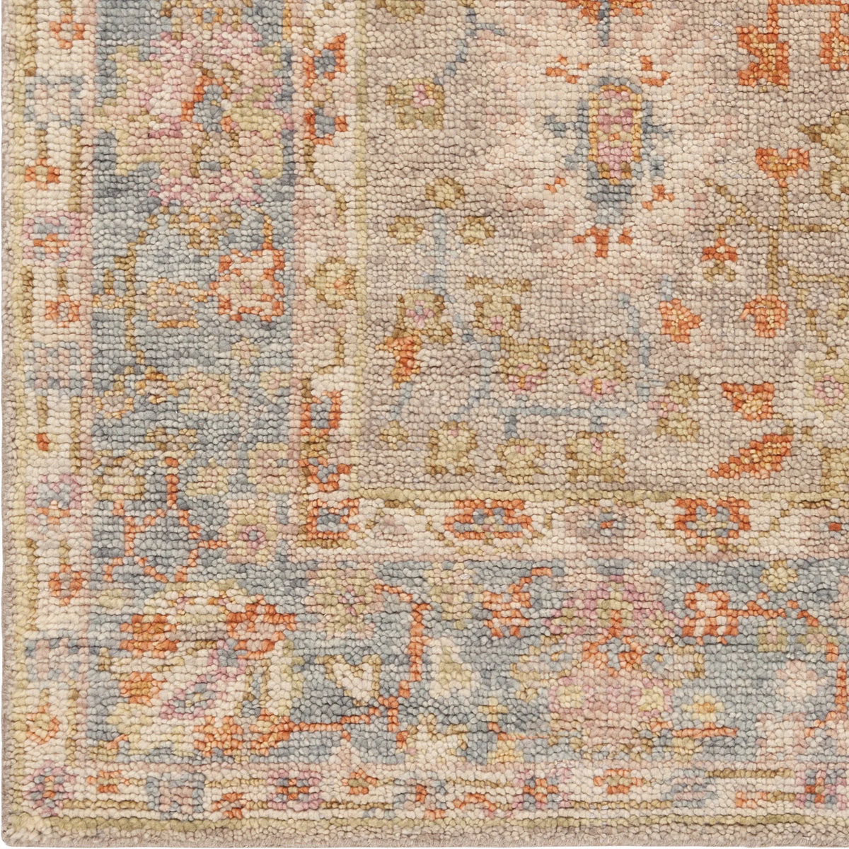 Chandra Wendi WEN-58102 Tan / Blue / Orange / Multi rug, close-up detail