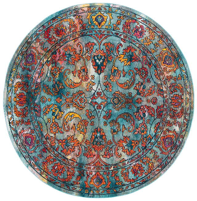 Safavieh Crystal 7'-0" x 7'-0" Rug in Light Blue / Orange