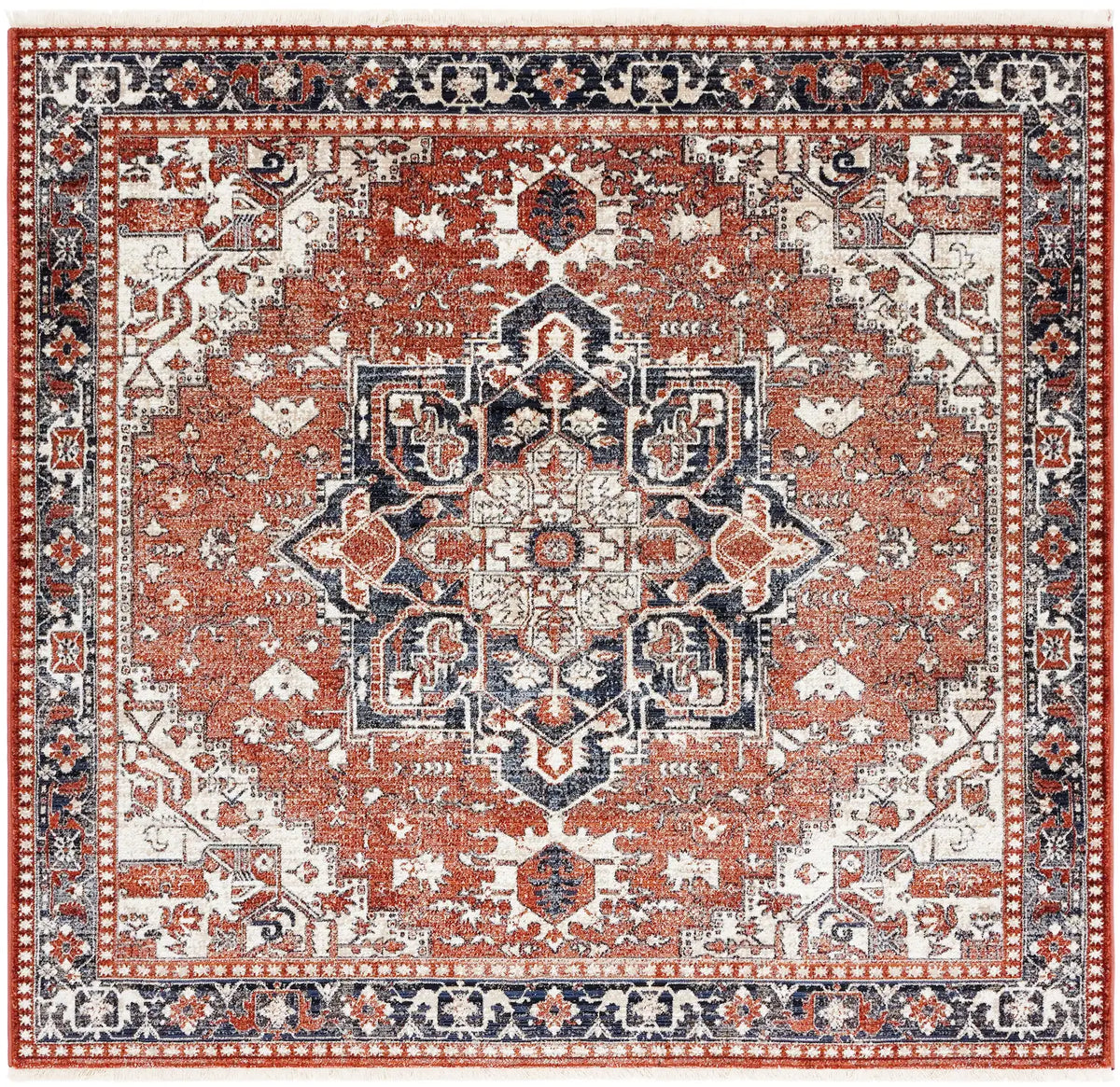 Safavieh Herat 300 6'-7" x 6'-7" Rug in Rust / Black