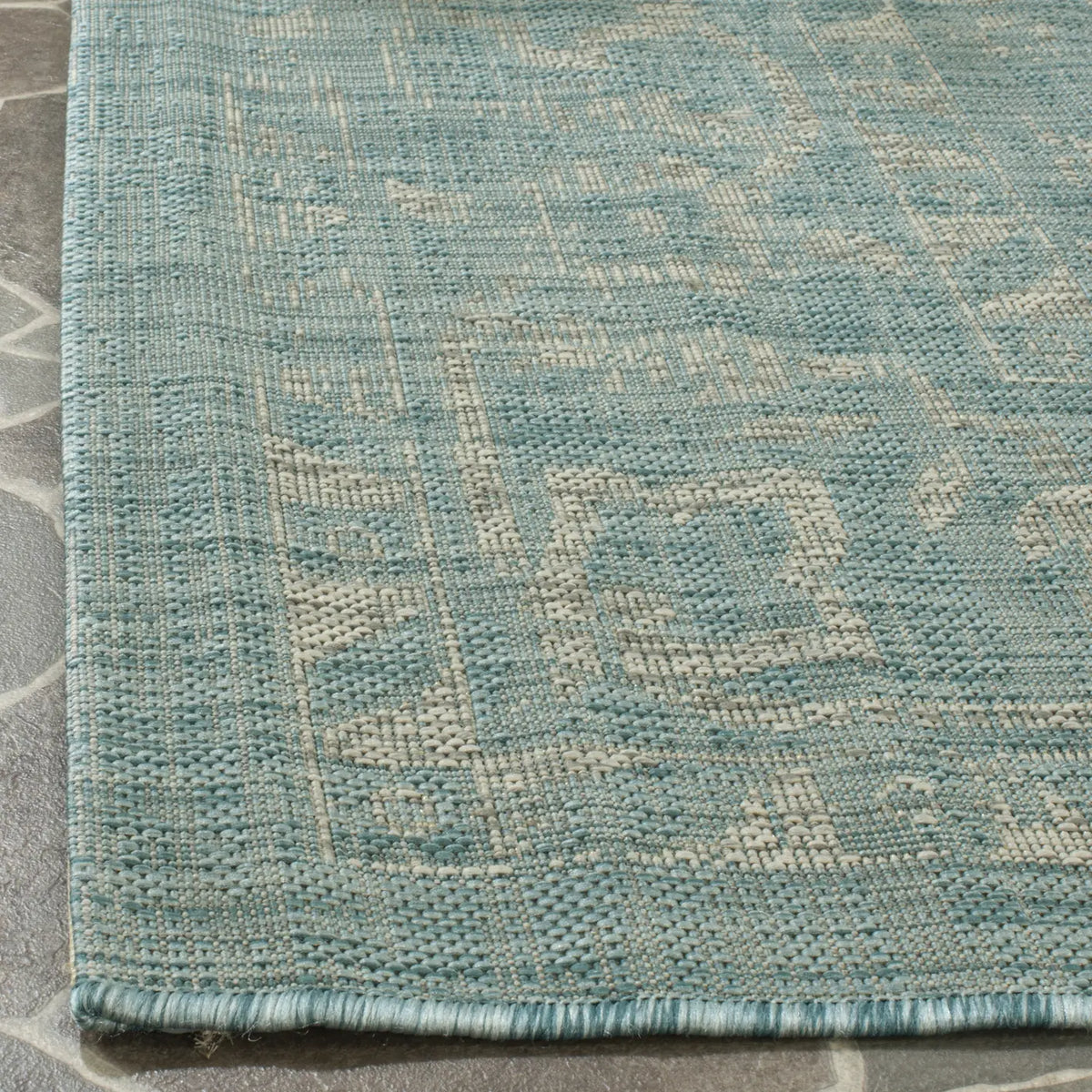 Safavieh Courtyard 6'-7" x 9'-6" Rug in Aqua / Grey