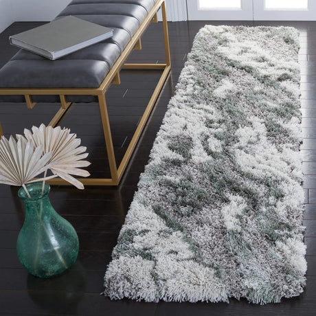 Safavieh Horizon Shag 800 2'-0" x 11'-0" Rug in Grey / Green