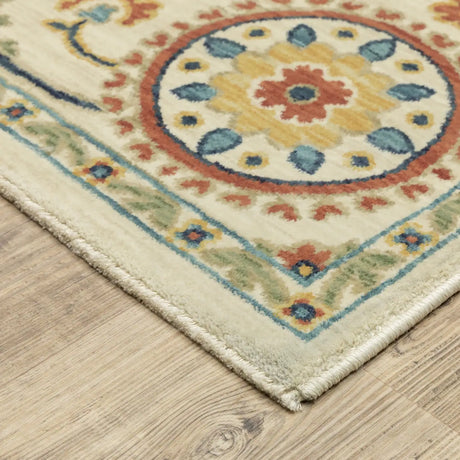 Oriental Weavers Sphinx Francesca Fr07A Ivory/ Multi Rug - corner detail