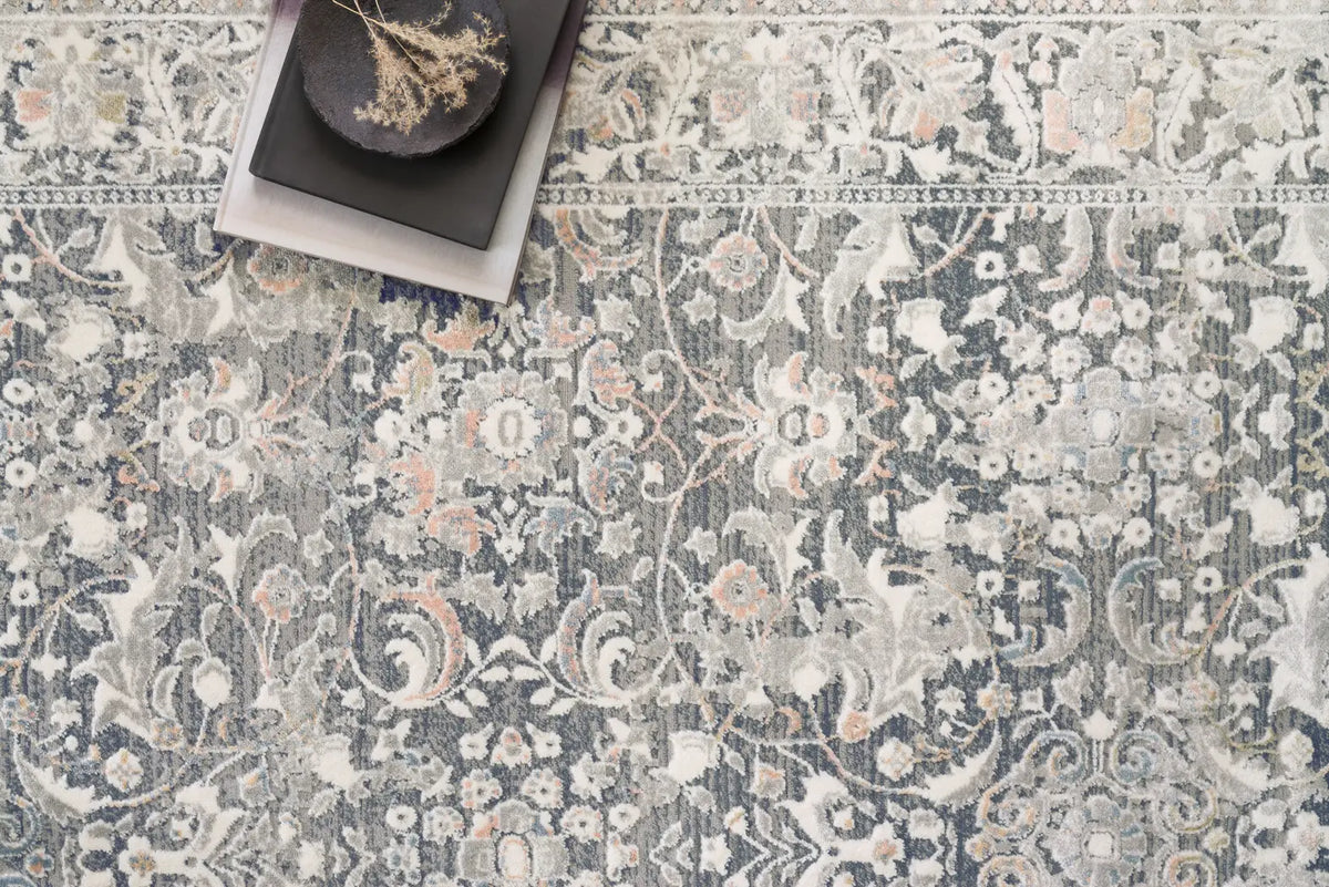 Loloi Lucia Luc-04 Grey / Mist Rugs - styled aerial 1