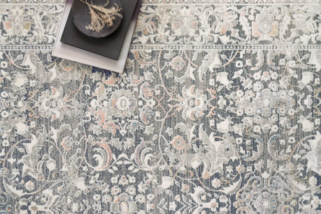 Loloi Lucia Luc-04 Grey / Mist Rugs - styled aerial 1