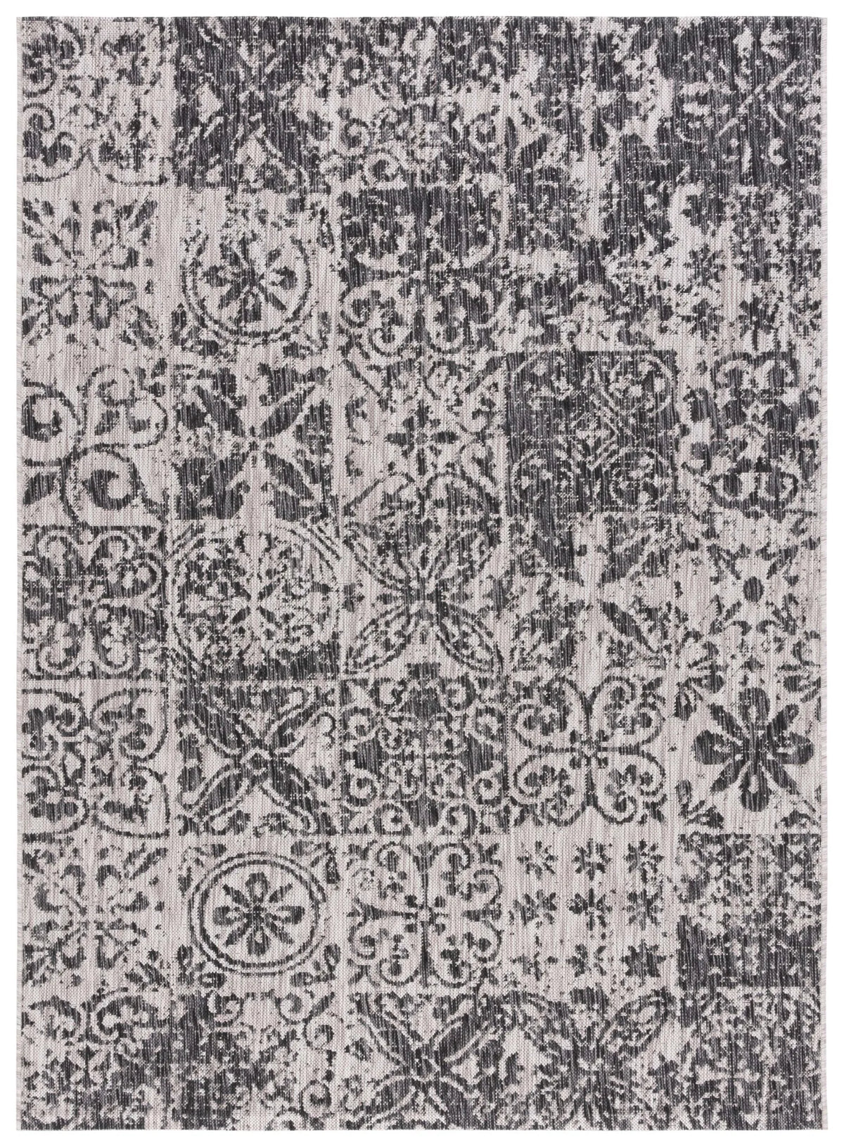 Safavieh Courtyard 5'-3" x 7'-7" Rug in Black / Beige