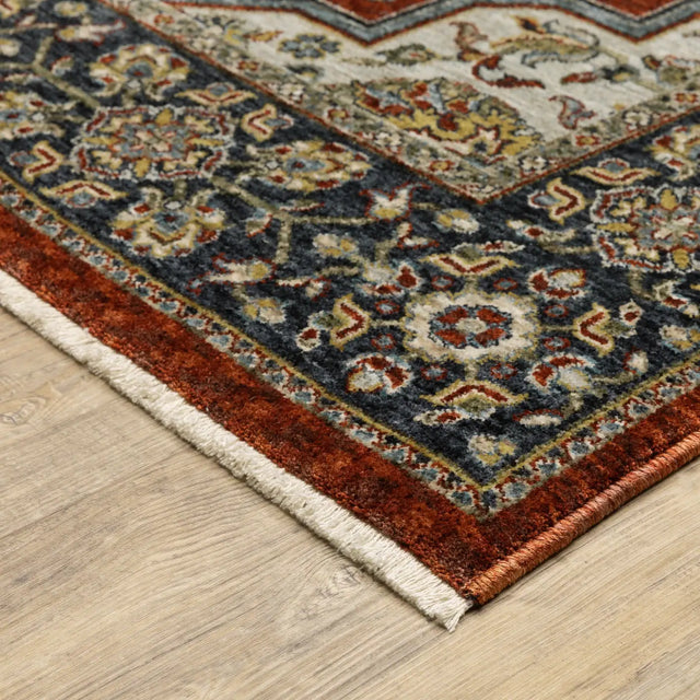 Oriental Weavers Sphinx Aberdeen 4151R Red/ Blue Rugs - corner detail