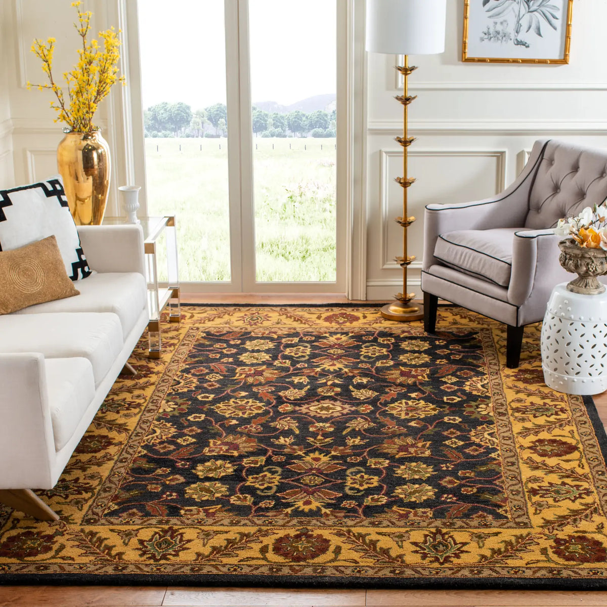 Safavieh Golden Jaipur 9'-6" x 13'-6" Rug in Black / Gold