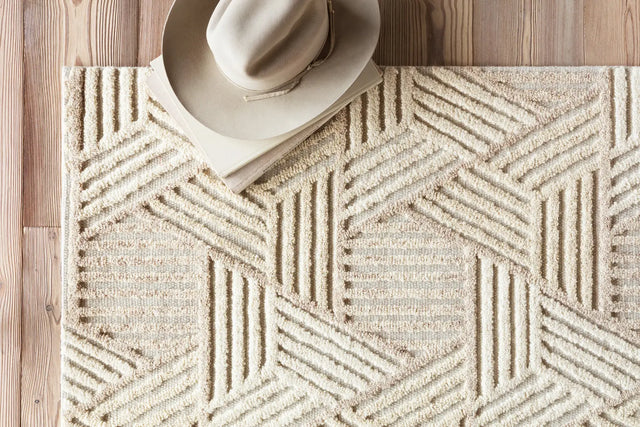 Loloi Ehren Ehr-04 Oatmeal / Ivory Rugs - styled aerial 1