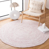 Safavieh Braided 5'-0" x 5'-0" Rug in Ivory / Pink
