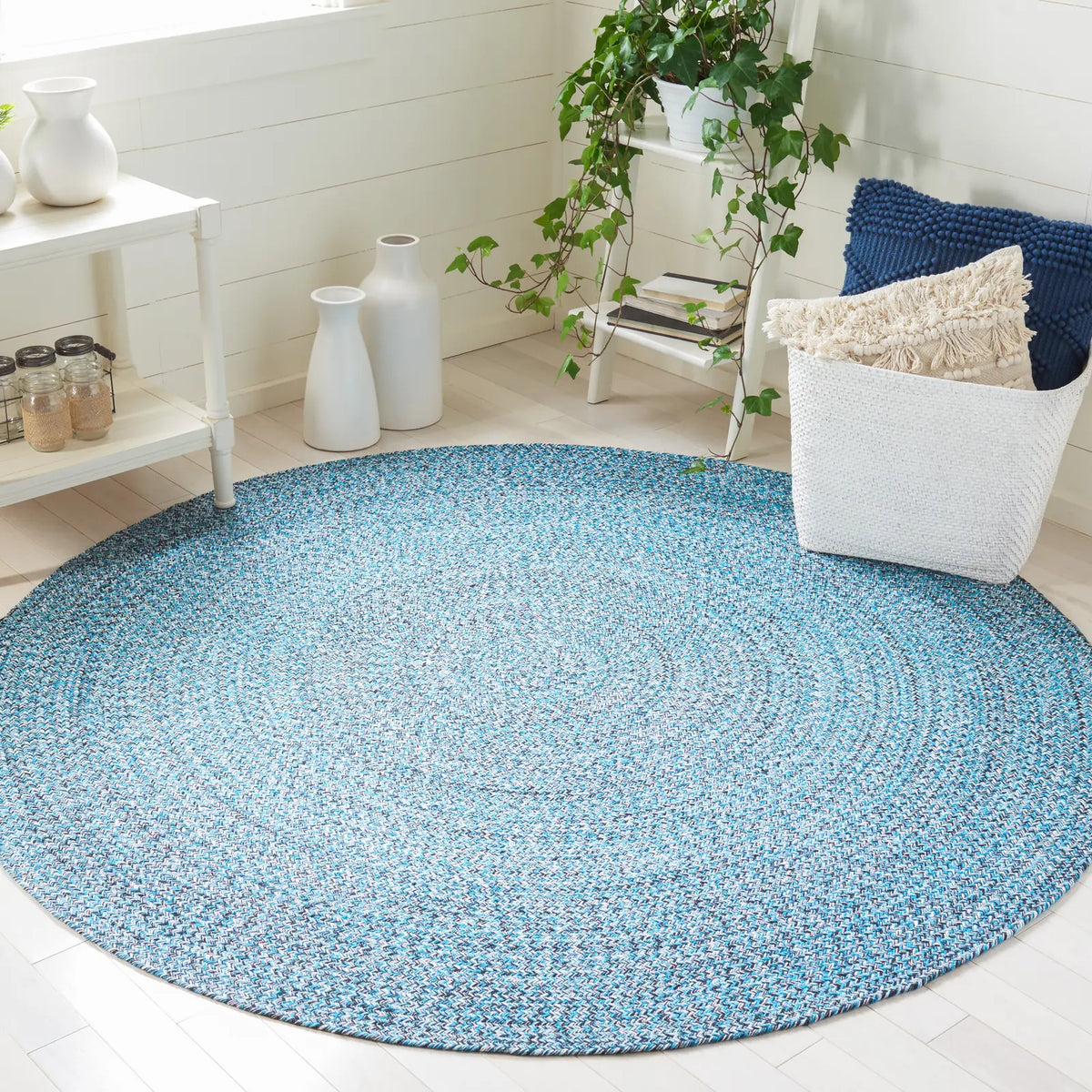 Safavieh Braided 5'-0" x 5'-0" Rug in Blue / Black