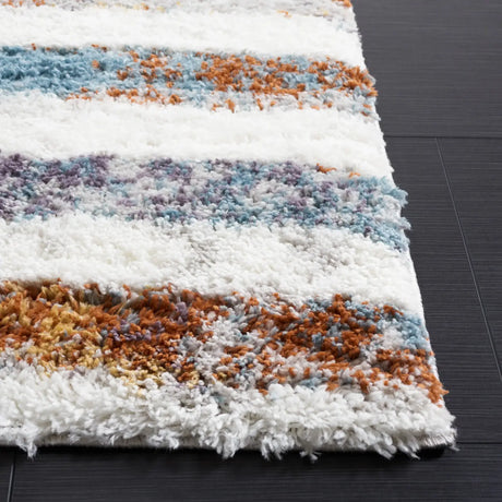 Safavieh Berber Shag 4'-5" x 6'-5" Rug in Blue Rust / Ivory