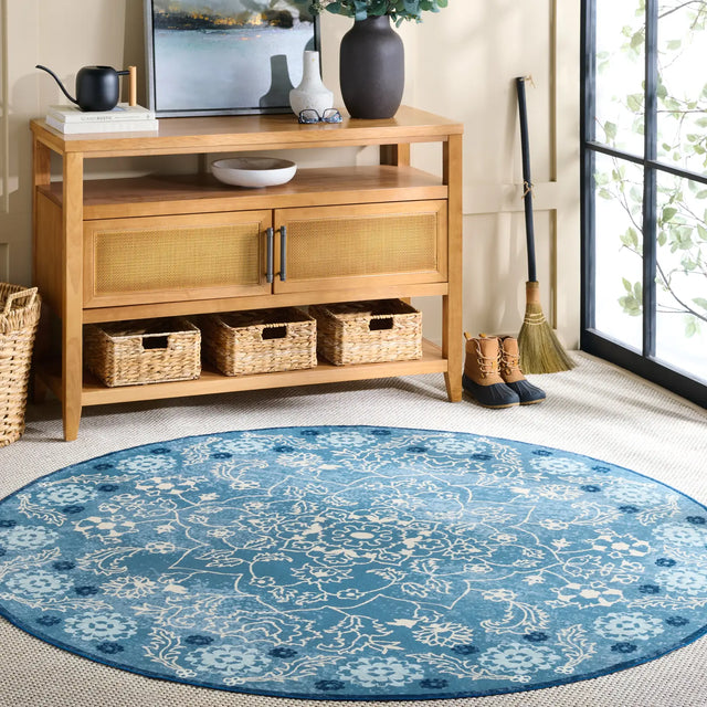 Safavieh Martha Stewart Washable 6'-0" x 6'-0" Rug in Blue / Beige