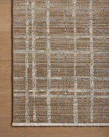 Loloi Wade Wae-05 Brown/Stone Rug - corner on wood