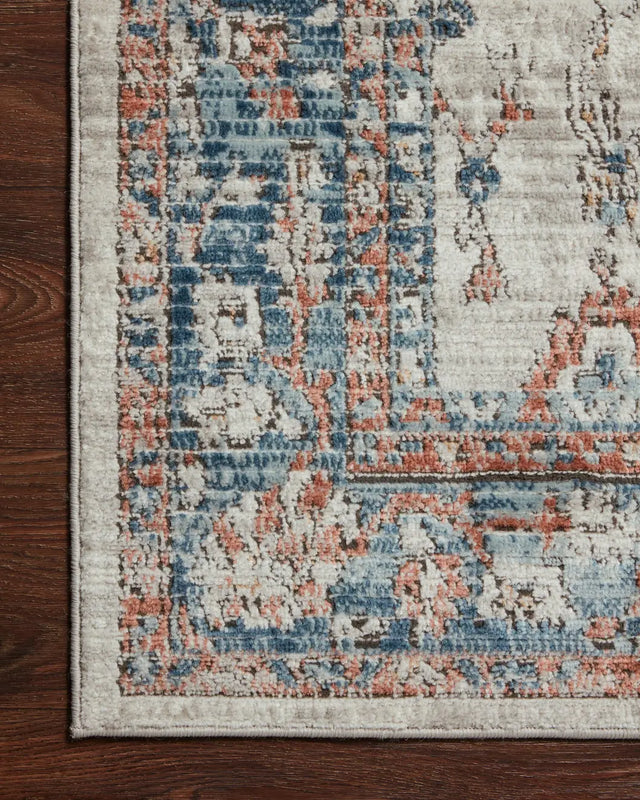 Loloi Bianca Bia-05 Dove/Multi Rugs - corner on wood
