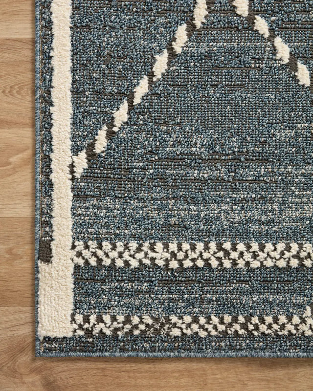 Loloi Fabian Fab-01 Denim/Charcoal Rug - corner on wood