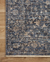 Loloi Sorrento Sor-01 Midnight/Natural Rug - corner on wood