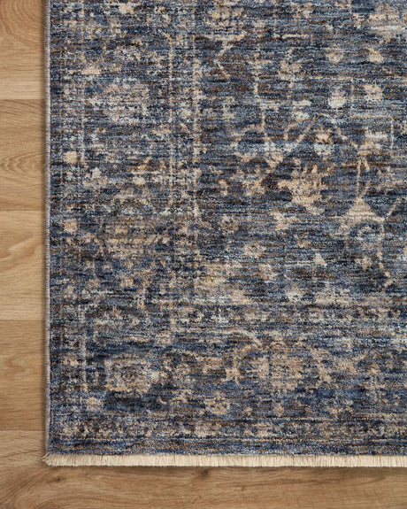 Loloi Sorrento Sor-01 Midnight/Natural Rug - corner on wood