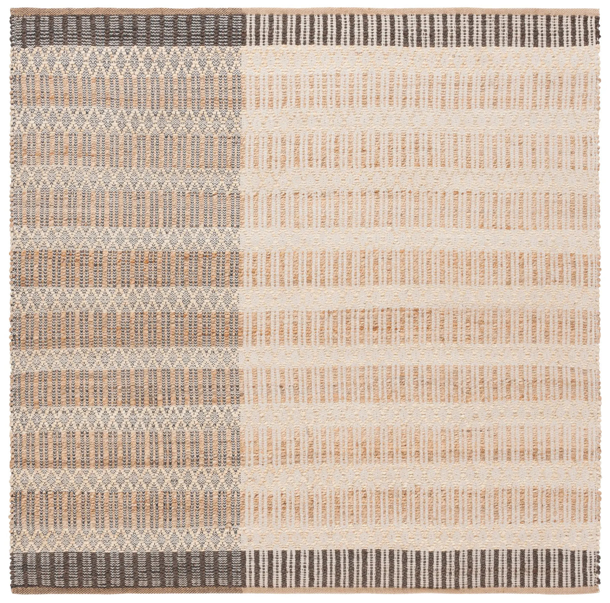 Safavieh Natural Fiber 6'-0" x 6'-0" Rug in Natural / Charcoal