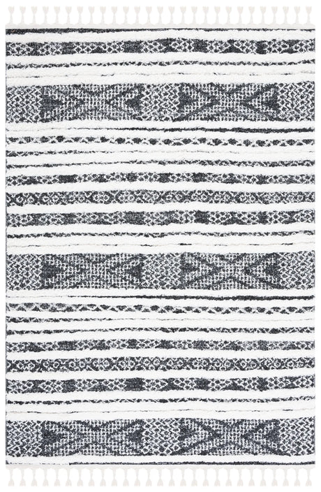 Safavieh Moroccan Tassel Shag 4'-0" x 6'-0" Rug in Black / Ivory