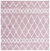 Safavieh Berber Shag 6'-7" x 6'-7" Rug in Light Rose / Ivory