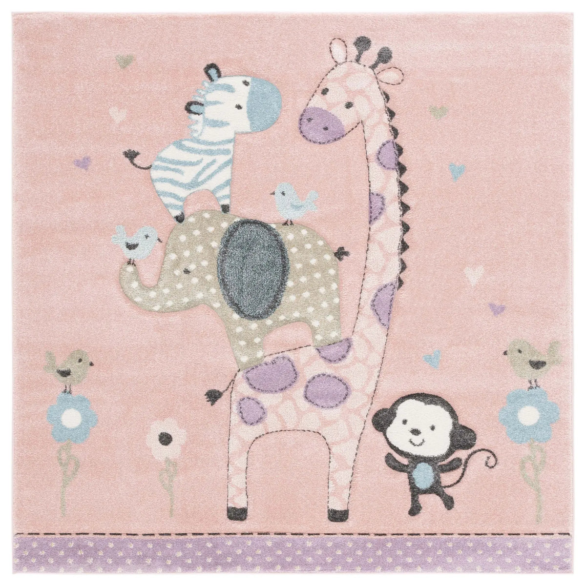 Safavieh Carousel Kids 100 5'-3" x 5'-3" Rug in Blush Pink