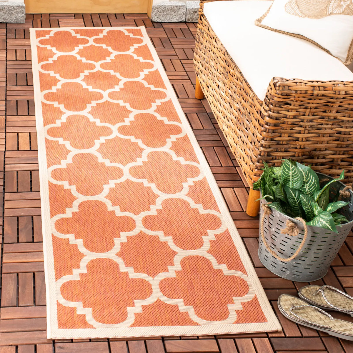 Safavieh Courtyard 2'-3" x 10'-0" Rug in Terracotta