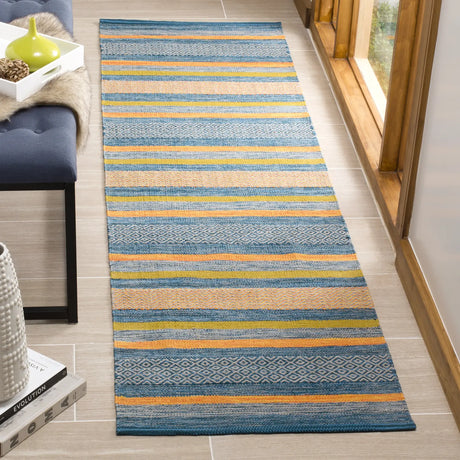 Safavieh Montauk 2'-6" x 10'-0" Rug in Blue / Orange
