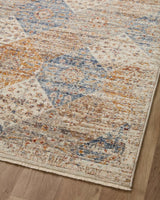 Loloi Sorrento Sor-02 Ivory/Multi Rug - angled corner on wood