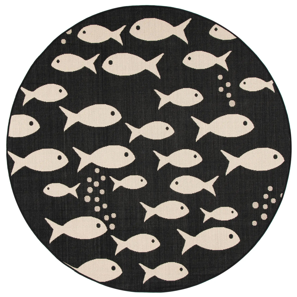 Safavieh Courtyard 5'-3" x 5'-3" Rug in Black / Beige