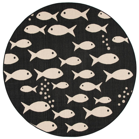 Safavieh Courtyard 5'-3" x 5'-3" Rug in Black / Beige