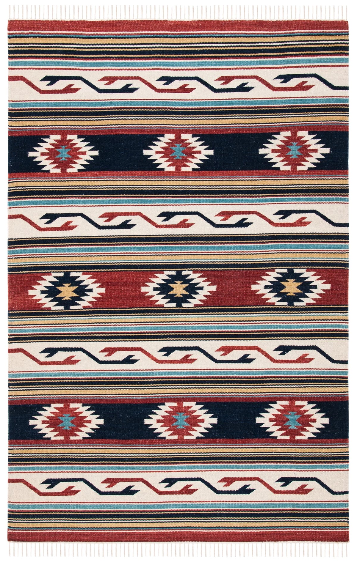 Safavieh Kilim 4'-0" x 6'-0" Rug in Ivory / Rust