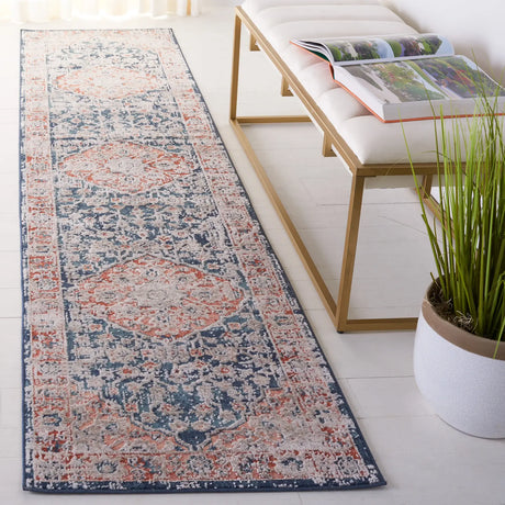 Safavieh Madison 800 2'-2" x 9'-0" Rug in Navy / Rust