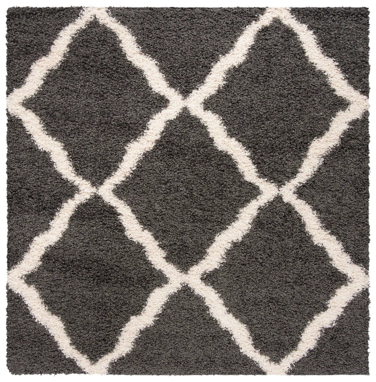 Safavieh Sgd-Dallas Shag 6'-0" x 6'-0" Rug in Dark Grey / Ivory