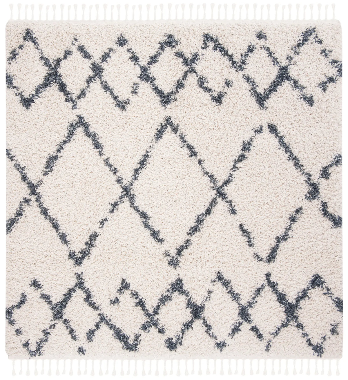 Safavieh Pro Lux Shag 400 6'-7" x 6'-7" Rug in Cream / Blue