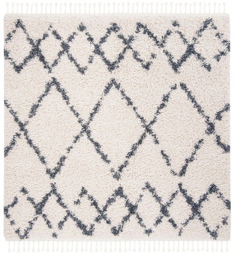 Safavieh Pro Lux Shag 400 6'-7" x 6'-7" Rug in Cream / Blue