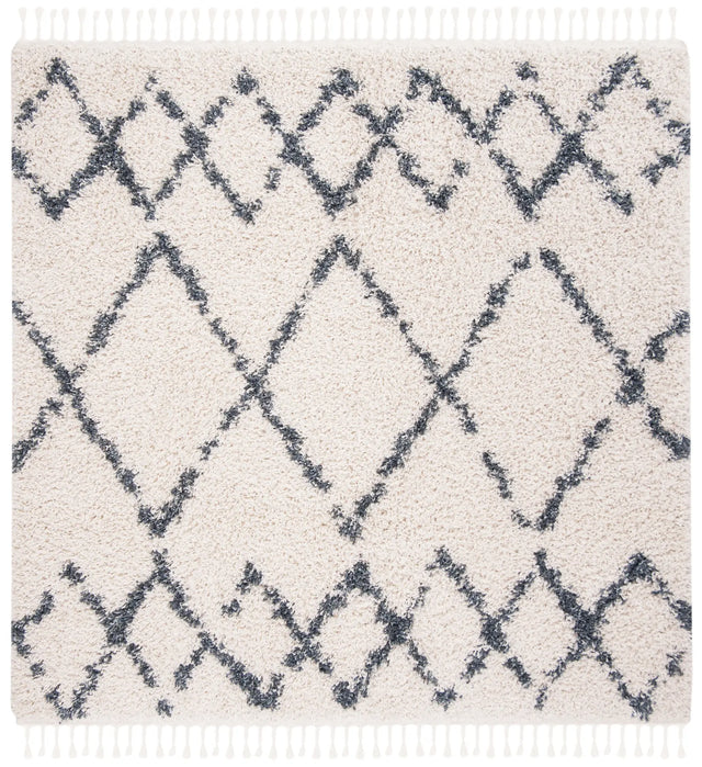 Safavieh Pro Lux Shag 400 6'-7" x 6'-7" Rug in Cream / Blue