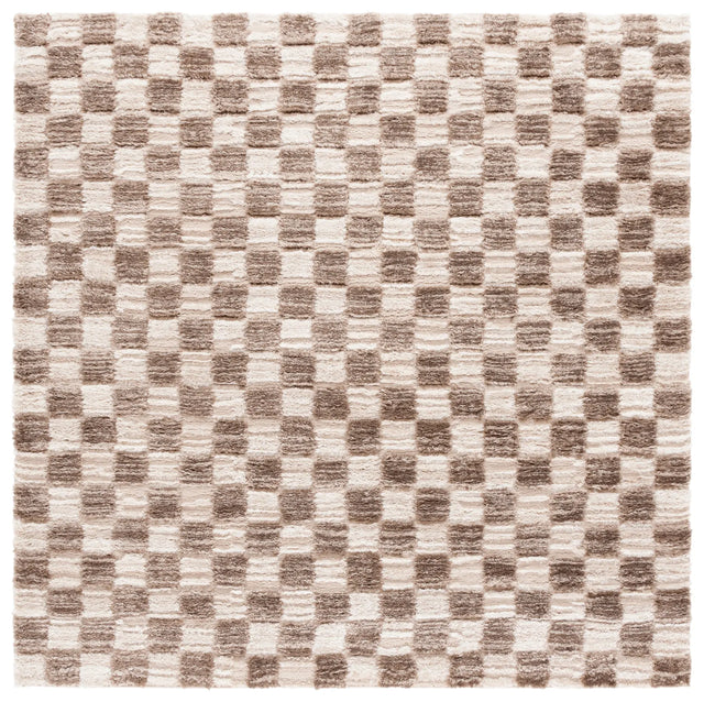 Safavieh Seattle Shag 900 6'-7" x 6'-7" Rug in Ivory / Brown