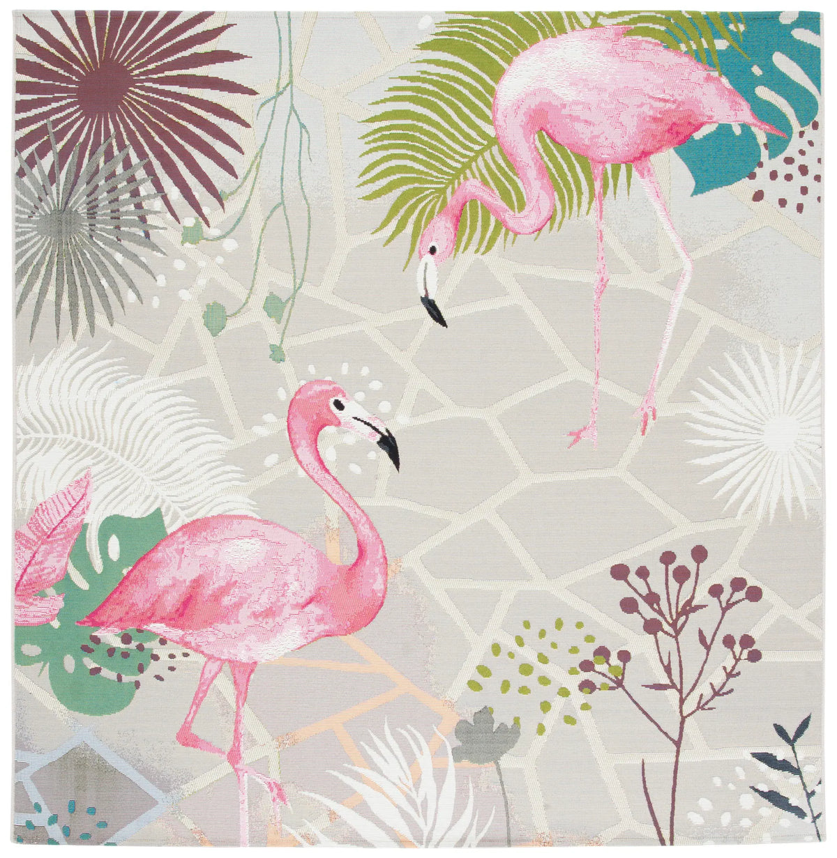 Safavieh Barbados 500 6'-6" x 6'-6" Rug in Grey / Pink