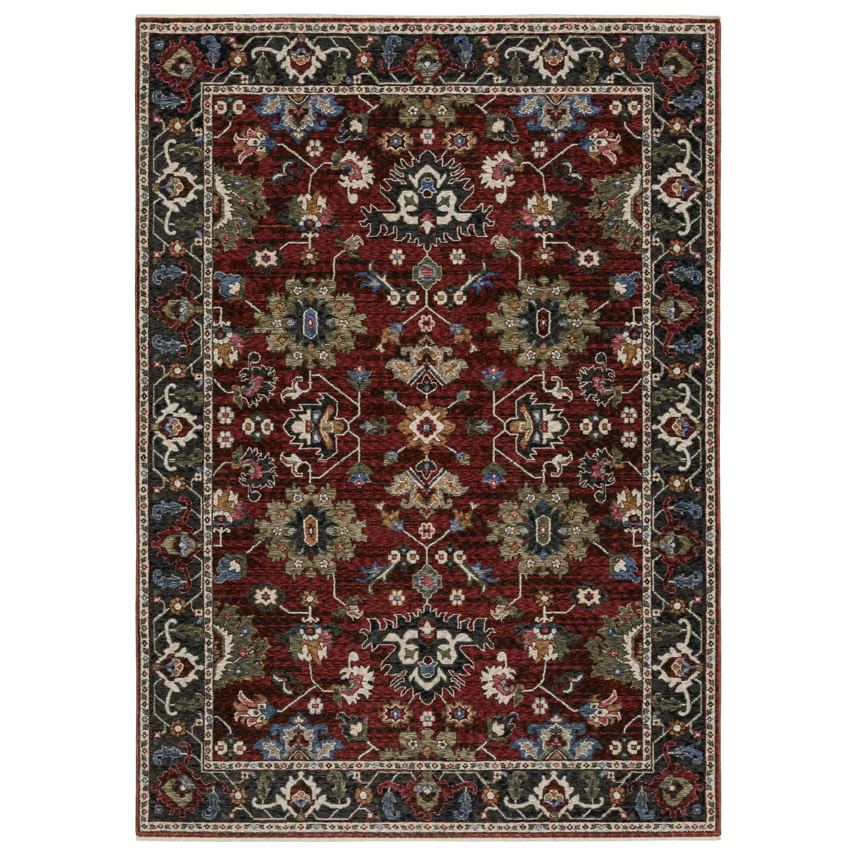 Oriental Weavers Sphinx HASTINGS HA03V Red Floral Rugs - main flat