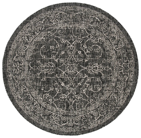 Safavieh Courtyard 5'-3" x 5'-3" Rug in Black / Ivory