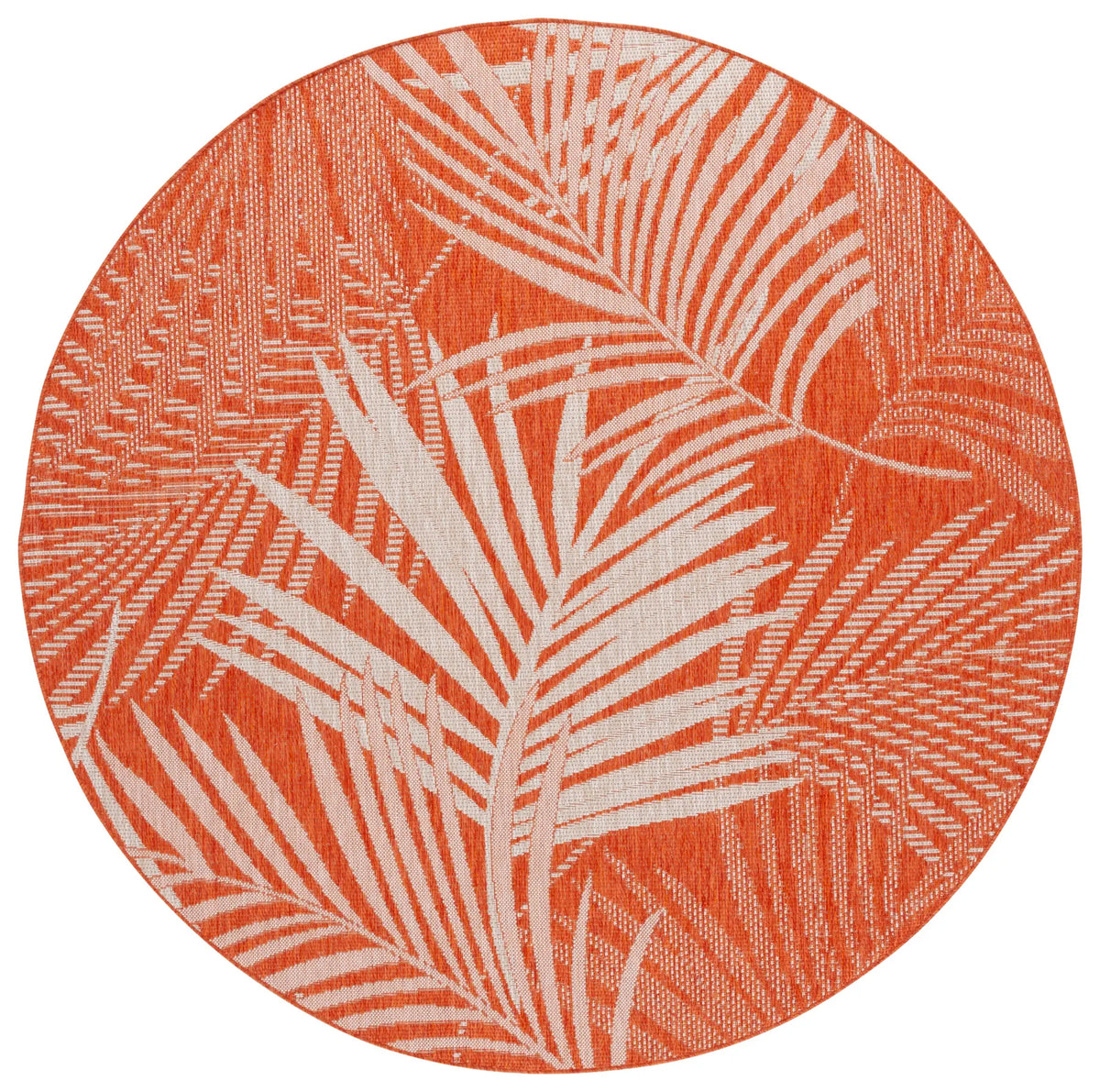 Safavieh Beach House 6'-7" x 6'-7" Rug in Orange / Ivory