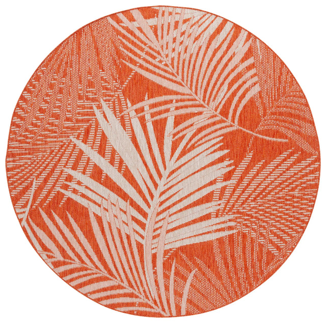 Safavieh Beach House 6'-7" x 6'-7" Rug in Orange / Ivory