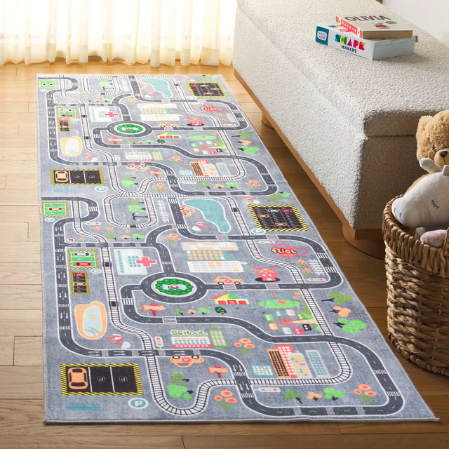 Safavieh Santa Monica Kids 2'-6" x 8'-0" Rug in Light Grey / Grey