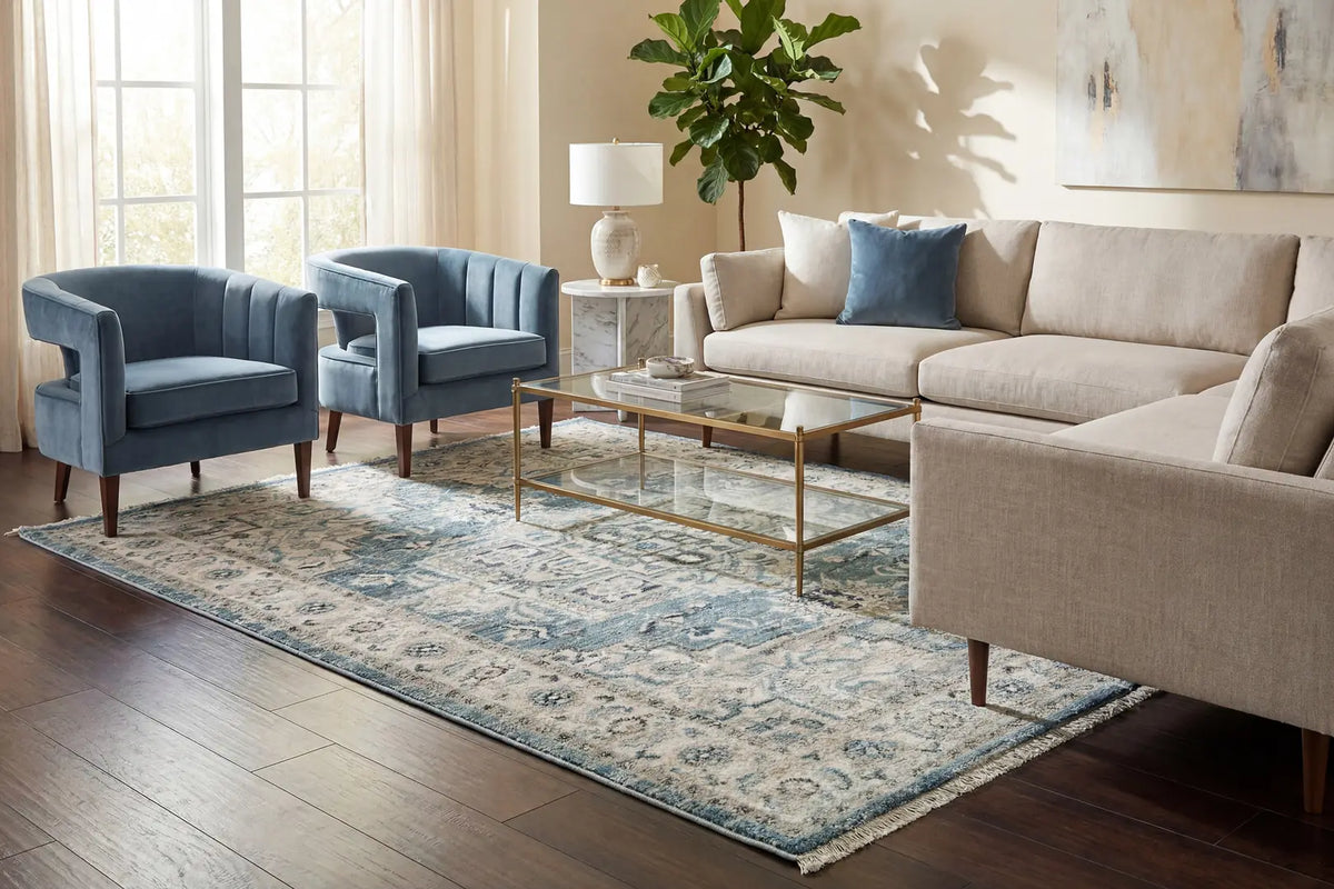 Dynamic Rugs Juno 6882 Light Blue / Cream Rugs - Room